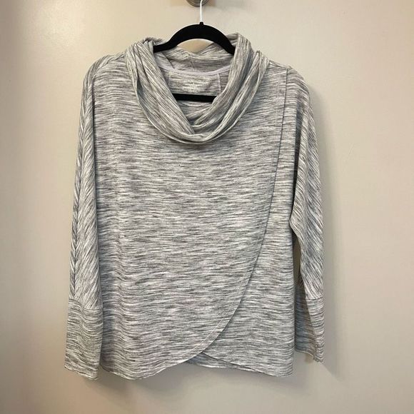 Christopher&banks  NWOT Grey Stretch Cowl Neck Tulip Hem Long-sleeve Sweatshirt - Picture 1 of 8